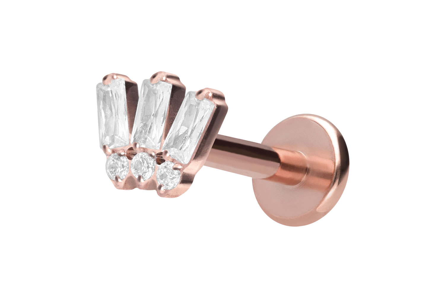 Titan Labret Piercing mit Push Fit 6 EINGEFASSTE KRISTALLE